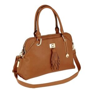 Big Buddha Tassel Satchel Brown Handbag Faux Leather